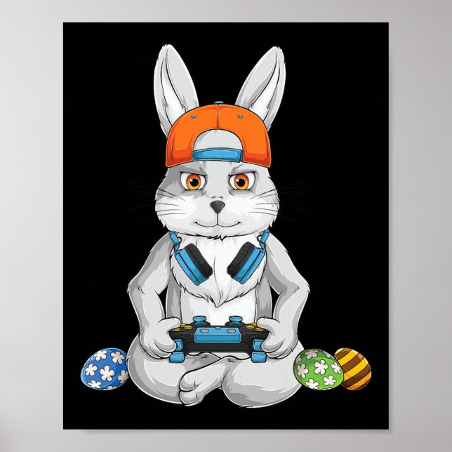 Affiche Lapin de jour de Pâques Œuf Drôle Garçons Filles E (Devant)