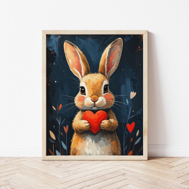 Affiche Lapin de la Saint-Valentin mignon art moderne (Créateur téléchargé)