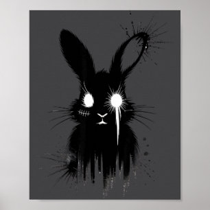 Affiche Lapin de l'horreur goth mignon effrayant Croquis A