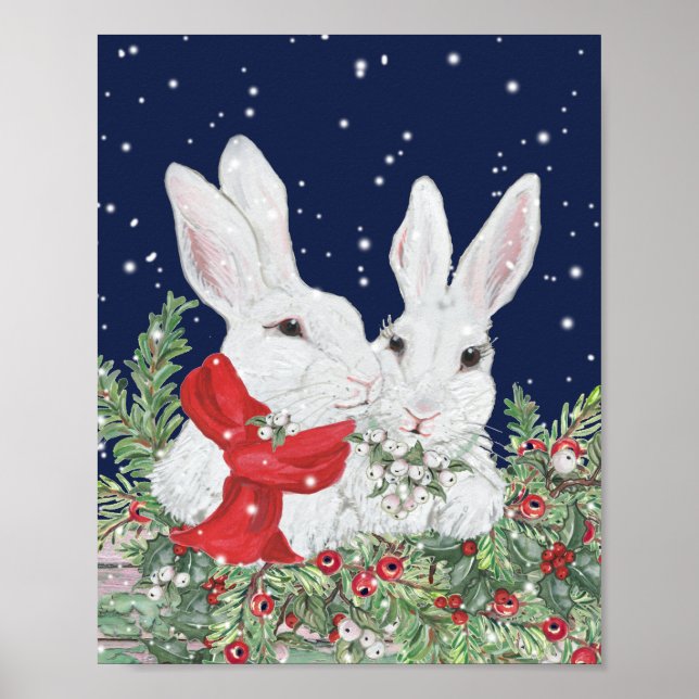 Affiche Lapin de Noël lapins mignons Festif d'Art de Vacan (Devant)