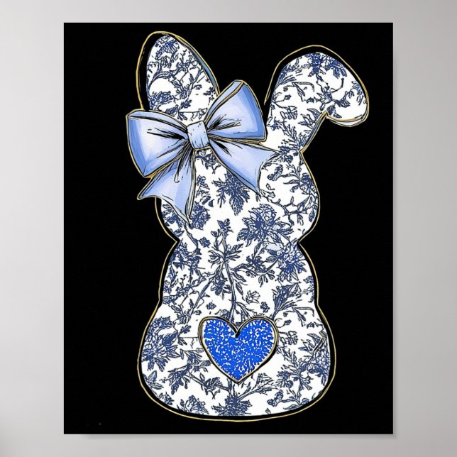 Affiche Lapin de Pâques à la chinoiserie florale avec un j (Devant)