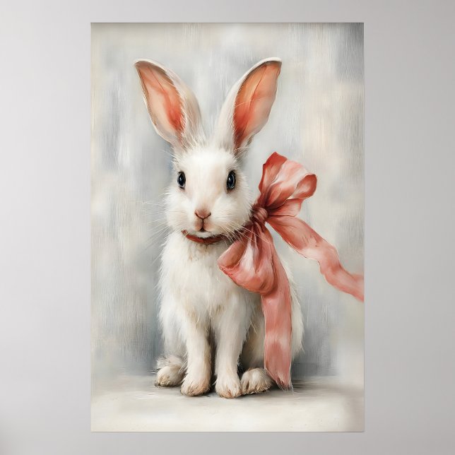Affiche Lapin de Pâques à l'arc Imprimable de nurserie, Vi (Devant)