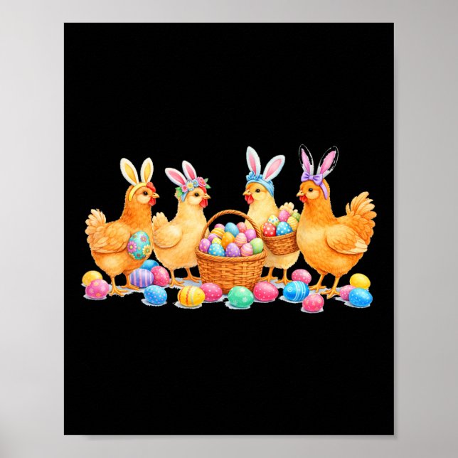 Affiche Lapin de Pâques Amoureux de Poule Mère de Poule  (Devant)