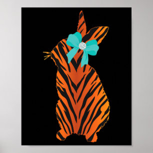Affiche Lapin de Pâques année du tigre 2022 Animal mignon