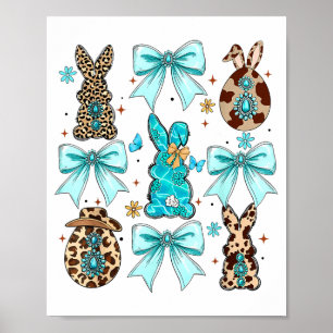 Affiche Lapin de Pâques aux rubans Coquette Œufs de Lapin