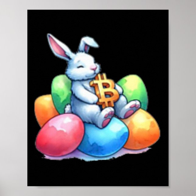 Affiche Lapin de Pâques Bitcoin Petits Œufs Subtils Petit  (Devant)
