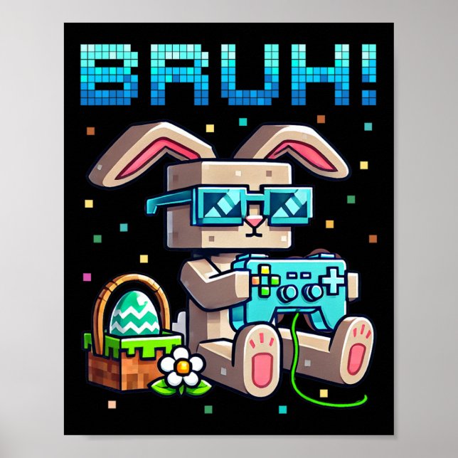 Affiche Lapin de Pâques Bruh Joyeuses Chasse aux œufs de j (Devant)