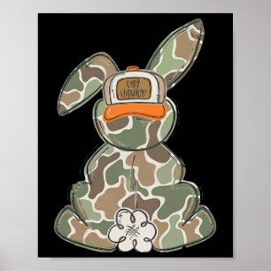 Affiche Lapin de Pâques Camo Mignon Lapin Joyeuses Pâques