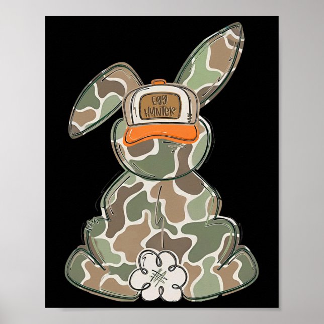 Affiche Lapin de Pâques Camo Mignon Lapin Joyeuses Pâques  (Devant)