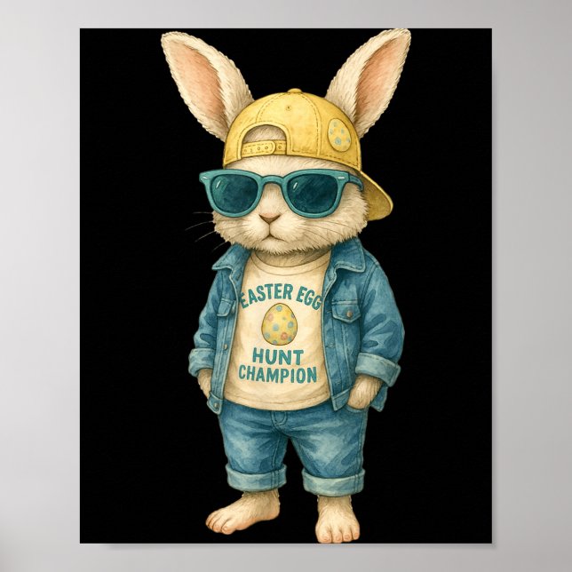 Affiche Lapin de Pâques cool avec des lunettes de soleil p (Devant)