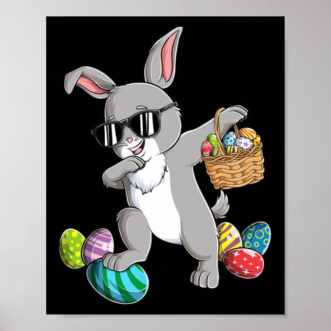 Affiche Lapin de Pâques Cool Dabbing Bunny Œuf Pâques Garç (Devant)