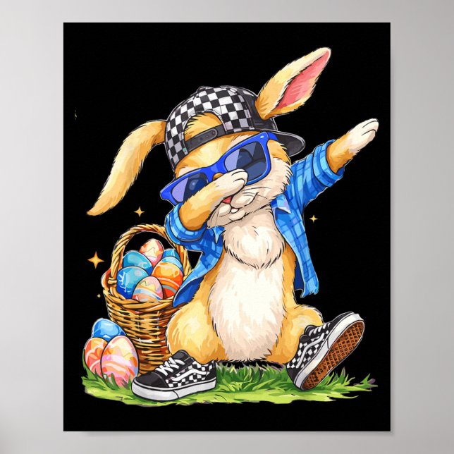 Affiche Lapin de Pâques Cool Hip Hop Enfants Garçons (Devant)