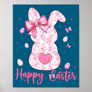 Affiche Lapin de Pâques coquette lapin floral femmes