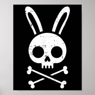 Affiche Lapin de Pâques Crâne Os Croisés Gothique Hommes G