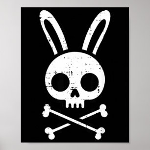 Affiche Lapin de Pâques Crâne Os Croix Lapin Gothique Homm