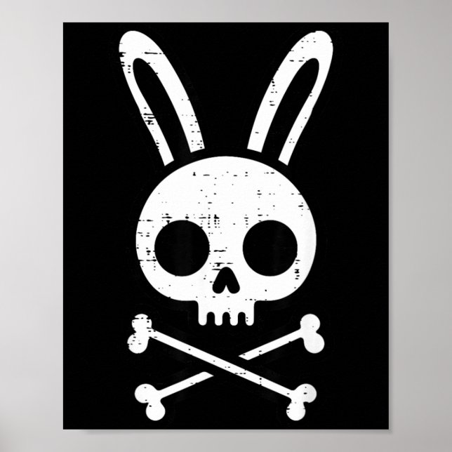 Affiche Lapin de Pâques Crâne Os Croix Lapin Gothique Homm (Devant)