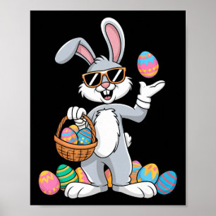 Affiche Lapin de Pâques Dabant Transportant des Œufs Color
