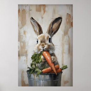 Affiche Lapin de Pâques dans un seau de carottes, Impressi