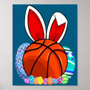 Affiche Lapin de Pâques de basketball mignon