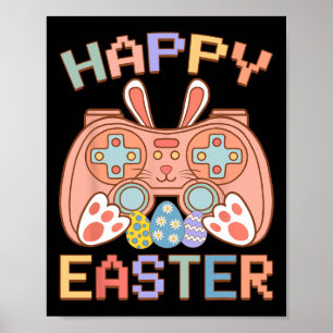 Affiche Lapin de Pâques de jeu vidéo Manette de jeu Joueur