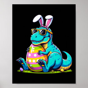 Affiche Lapin de Pâques dinosaure Œuf Happy Eastrawr T Rex