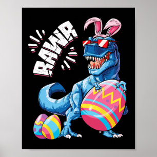 Affiche Lapin de Pâques Dinosaure T Rex Œufs Garçons Enfan