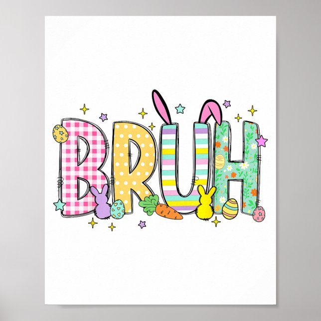 Affiche Lapin de Pâques drôle Bruh Œufs de Lapin Joyeux Pâ (Devant)