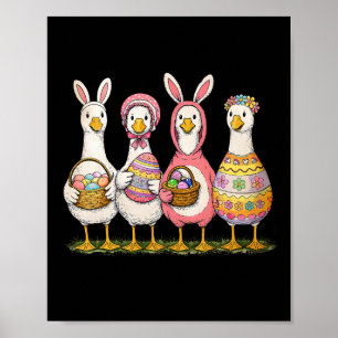 Affiche Lapin de Pâques drôle d'oie bête Œufs de lapin Joy