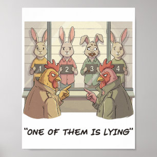 Affiche Lapin de Pâques drôle - Humour de chasse aux œufs