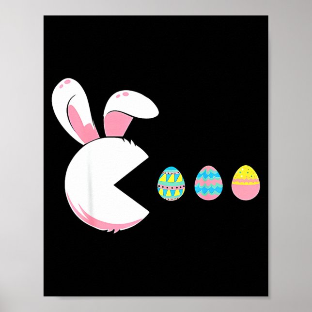 Affiche Lapin de Pâques drôle qui regarde l'oeuf de printe (Devant)
