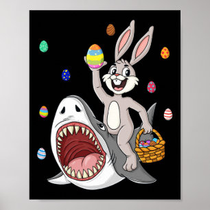 Affiche Lapin de Pâques équitation Requin Amusants Oeufs P