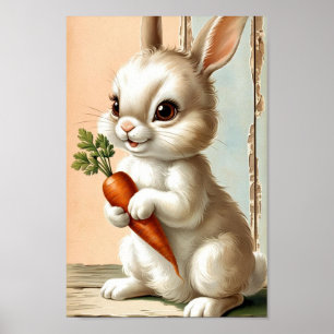 Affiche Lapin de Pâques et carotte neutres art