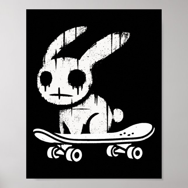 Affiche Lapin de Pâques flippant en skateboard Alt Goth Gr (Devant)