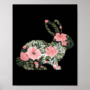 Affiche Lapin de Pâques Floral Printemps Lapin Mignon Femm