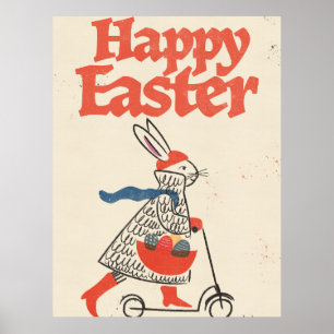Affiche Lapin de Pâques heureux