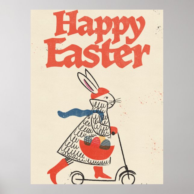 Affiche Lapin de Pâques heureux (Devant)
