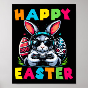 Affiche Lapin de Pâques heureux drôle de jeu hommes femmes