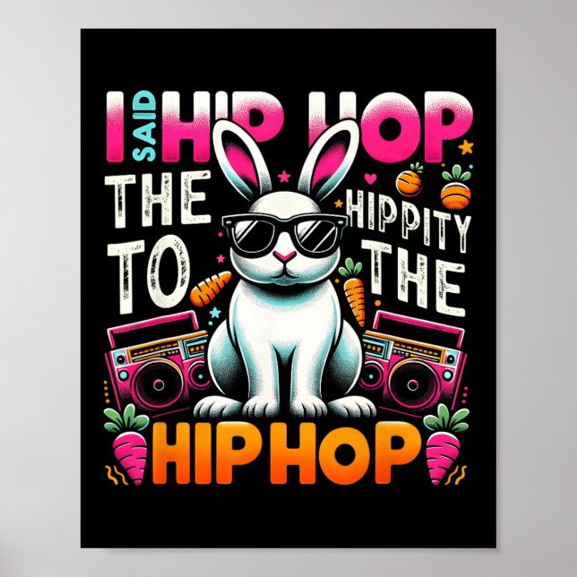 Affiche Lapin de Pâques Hip hop Hippity Drôle Femmes Fille (Devant)