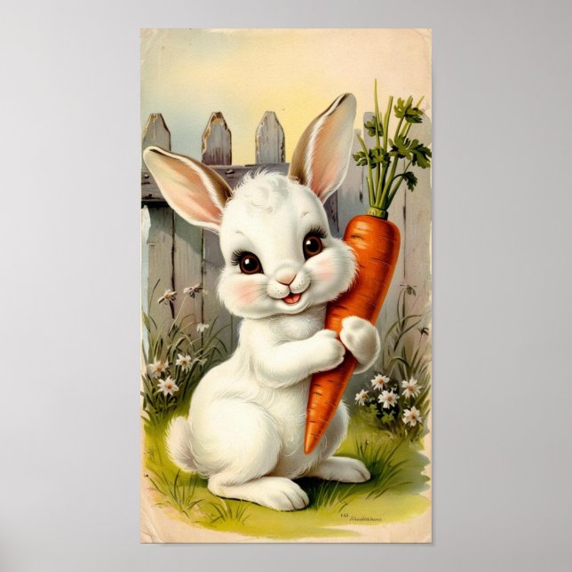 Affiche Lapin de Pâques Imprimé Joli Lapin de Pâques (Devant)