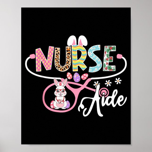 Affiche Lapin de Pâques Infirmière Auxiliaire Stéthoscope  (Devant)