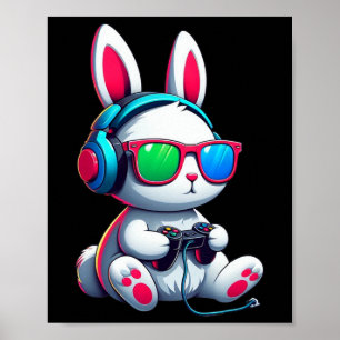 Affiche Lapin de Pâques Joueur de Vidéo Jeux Garçons Homme