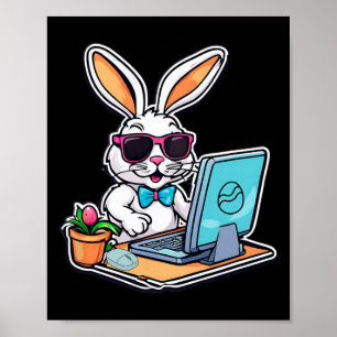 Affiche Lapin de Pâques joyeux amateurs de jeux vidéo info