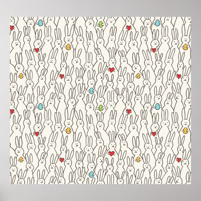 Affiche Lapin De Pâques : Joyeux Amusant Sans Couche. (Devant)
