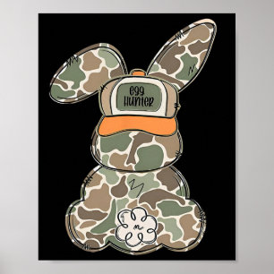 Affiche Lapin de Pâques Joyeux Chasseur d'Œufs de Printemp