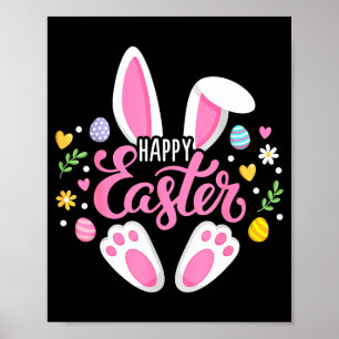Affiche Lapin de Pâques joyeux équipe de chasse aux œufs d