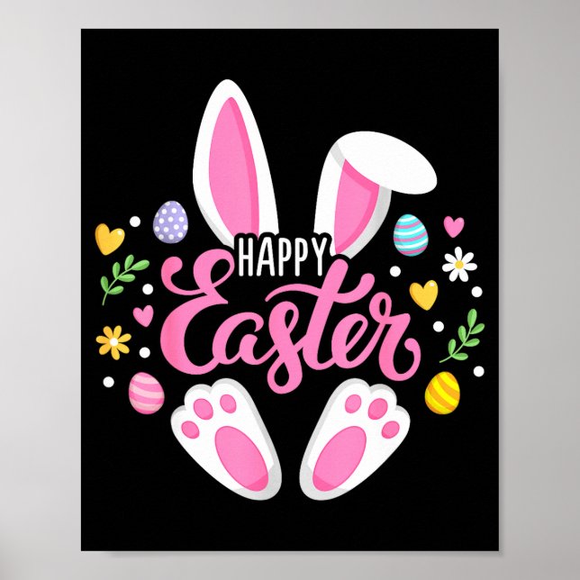 Affiche Lapin de Pâques joyeux équipe de chasse aux œufs d (Devant)