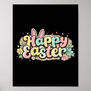 Affiche Lapin de Pâques Joyeux Graphique Œuf de Printemps