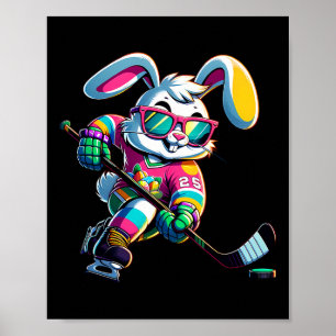 Affiche Lapin de Pâques joyeux Hockey Lapin Hommes Femmes