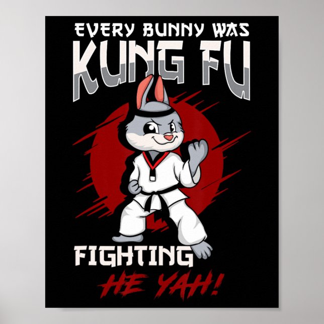 Affiche Lapin de Pâques Karaté Chaque Lapin Faisait du Kun (Devant)