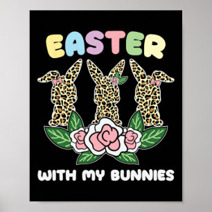 Affiche Lapin de Pâques Leopard Trio mignonne Jour de Pâqu